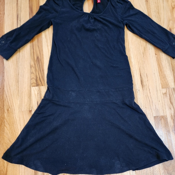 Divided by H&M Black casual flare dress 3/4 puff sleeves size 8 cotton blend - Picture 6 of 13